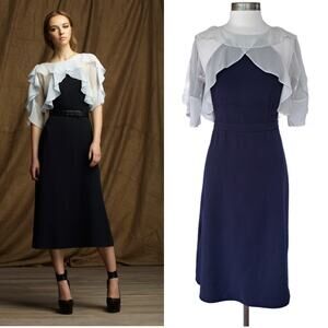 BCBGMaxAzria Runway Nicola Midi Dress Size XS SIlk Flutter Top Retro